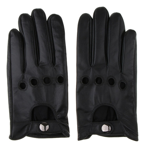 Hombres Retro Negro De Cuero Real Guantes De Conducción 2024