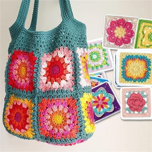 50 Patrones De Crochet Combinados, Cuadrados De Crochet