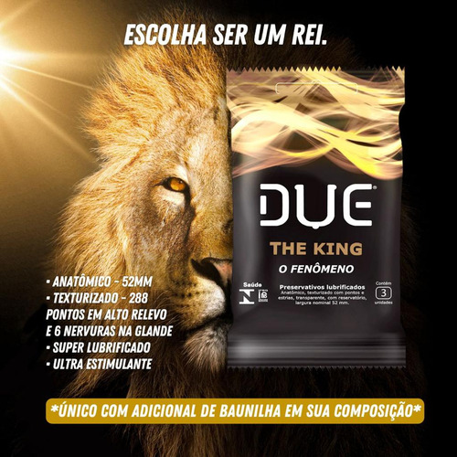 Kit Com 3 Pacotes Preservativo Due The King 3un Cada