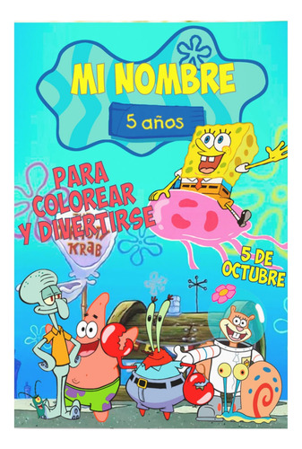 Bob Esponja - Libro Para Colorear Textos Editables