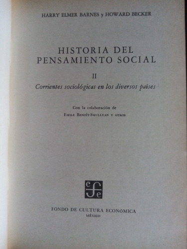 Historia Del Pensamiento Social. Barnes, Becker. Completo 2t