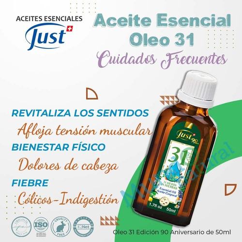 Imagen 2 de 9 de Aceite Oleo 31 De 50ml Just Producto Original Y Sellado