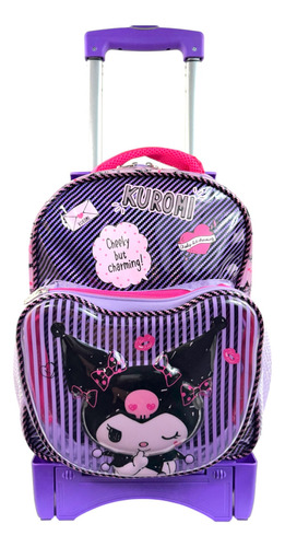 Kit Mochila De Llantas, Hello Kitty, Kuromi Preescolar Morado Kuromi