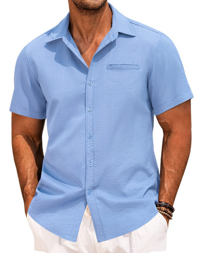 Camisa Social Tradicional Manga Corta Hombres No Se Arruga