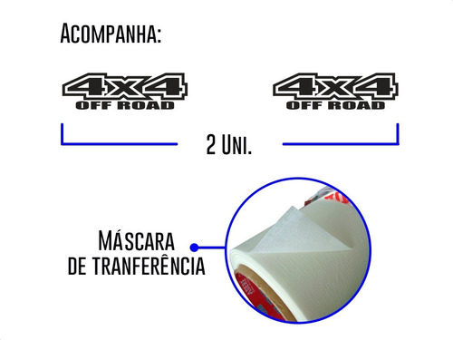 Imagem 5 de 5 de Kit 2 Adesivos 4x4 Universal S10 Hilux Ranger Jeep Troller