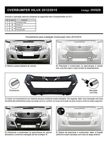 Overbumper Hilux 2012 2013 2014 2015 Modelo Boca De Palhaço