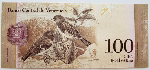 Imagen 2 de 2 de Billete Venezuela 100 Bolívares Octubre 2013 Bt8 Unc