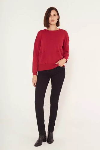 Sweater Ted Bodin Geminis Lana Talle L/44 Para Mujer Rojo 