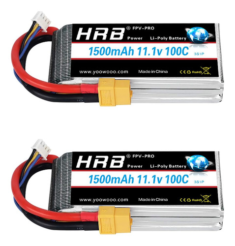 2pcs 3s 1500mah Lipo Batería Xt60 11.1v 100c Rc Lipo B...