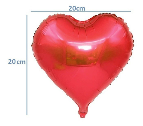 Imagem 2 de 2 de Kit Balão Metalizado Coração 20cm Com 3 Unidades