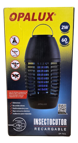 Insectocutor Recargable 2w 60m2 Opalux Op-7dcl