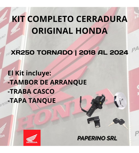 Kit Cerradura Honda Tornado Xr250 2018 2019 Original Paperin