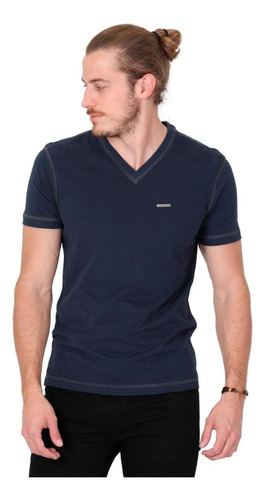 Playera Hombre Silver Plate Marino 60203612 Algodón