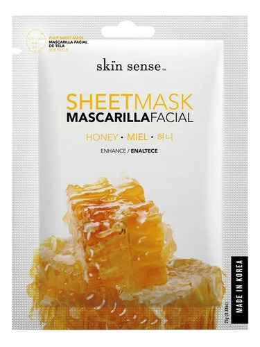 3 Pza Mascarilla Facial Skin Sense De Tela Con Miel 25 G Tipo de piel Normal