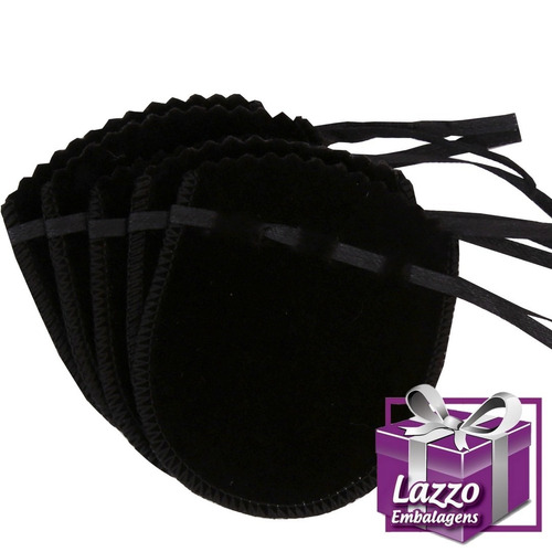 100 Saquinho De Veludo Saquinhos Jóias Veludo Preto 6x7cm