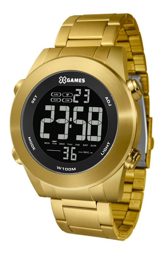 Relógio X-games Masculino Xmgsd001 Pxkx Aço Dourado Digital