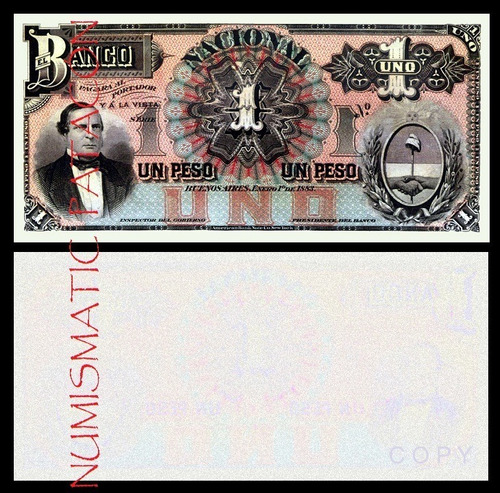 Billete 1 Peso M N Banco Nacional 1883 / 3º - Copia 715s