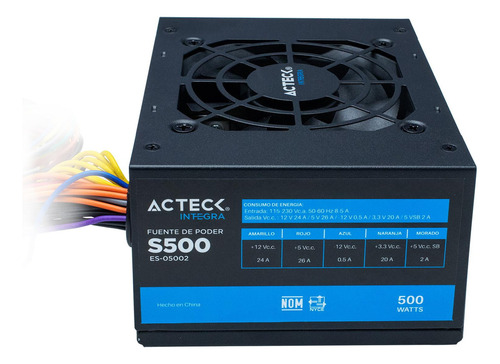 Fuente De Poder Pc 500w Acteck Blazar S500 Slim Micro Atx Es