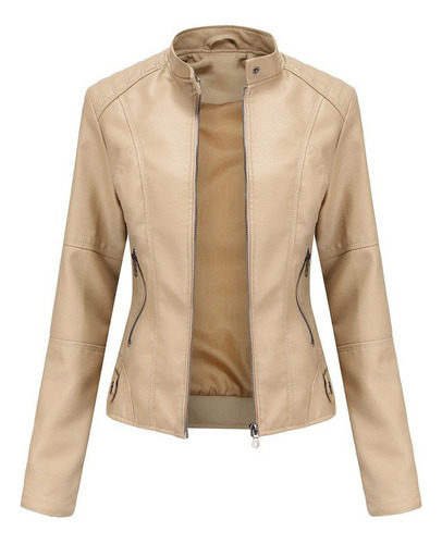 Chaqueta De Cuero Biker Slim Para Mujer Nueva 2023