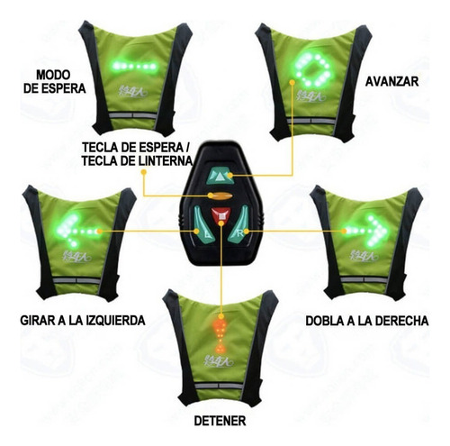 - Chaleco Señal Led Ciclismo Ciclista Seguridad Luces De