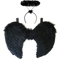 Comprar Alas De Ángel Negro Más Vincha Halloween Disfraces Cotillon 