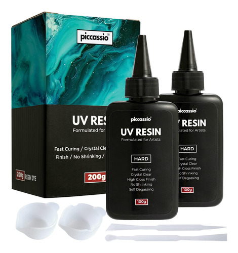 Resina Uv Transparente 200g Tipo Duro Mejorada Pegament...