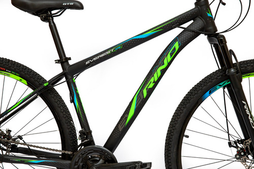 Bicicleta Rino Everest Aro 29 Freio Disco 24v Câmbios Shiman Cor Azul/Verde Tamanho do quadro 17