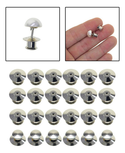 - W Para 24x Segurança Metal Pin Backs Travando Pin Keepers