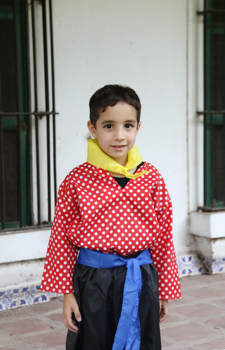 Disfraz Infantil Vendedor Ambulante Época Colonial Full Lunares / Negro 2 (6-7 Años)
