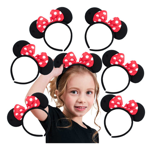 10 Diademas Orejas Mimi Minnie Mouse Moño Rojo Económicas