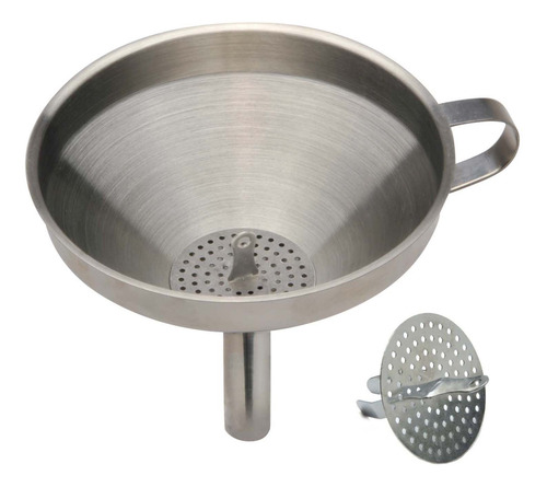 Embudo Con Colador Desmontable Acero Inoxidable 14 Cm
