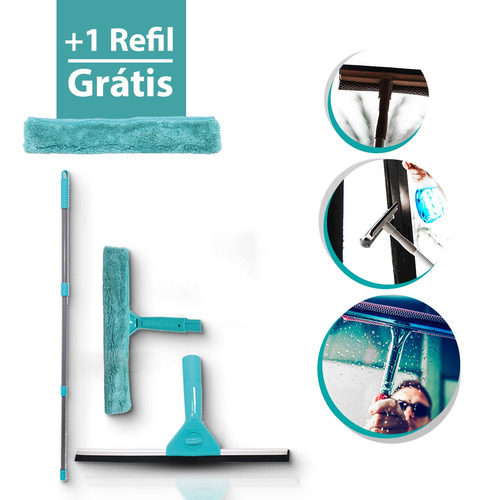 Limpa Mop Rodo Cabo Extensível Vidro Multiuso Janelas Útil