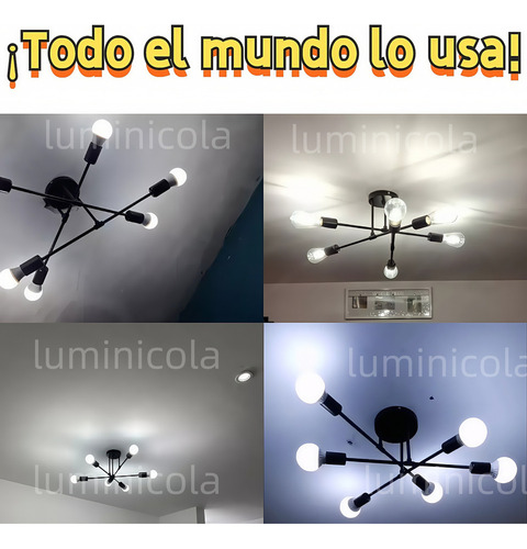 Lámpara De Techo Moderna Colgante De 6 Luces Para Sala Negra