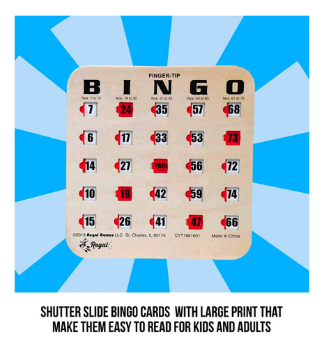 Cartões De Bingo Regal Bingo Finger-tip Shutter 25 Cartões