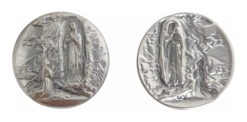 Chapita Medalla Comunion Bautismo Virgen Lourdes (italy) X10