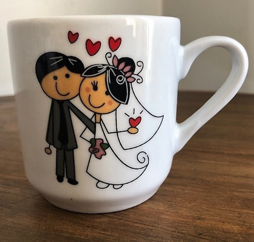 Imagem 2 de 3 de Kit 14 Canecas Porcelana Casamento Noivos
