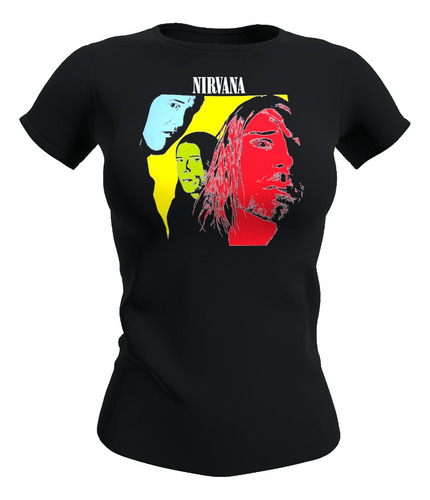 Polera Mujer Diseño Nirvana, 100% Algodón, Kurt Cobain