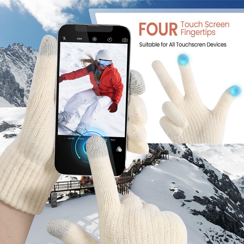 Conjunto De Guantes Invierno Y Gorro Táctil Calavera Nieve Color Diseño De La Tela