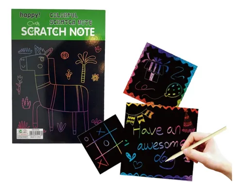 X10 Anotador Scratch Note Grande Papel Magico Lapiz Madera