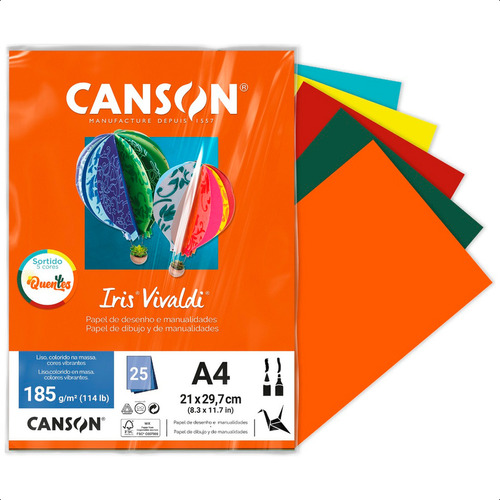 Papel Color Plus A4 180g Canson Lettering Scrap Desenho 10f