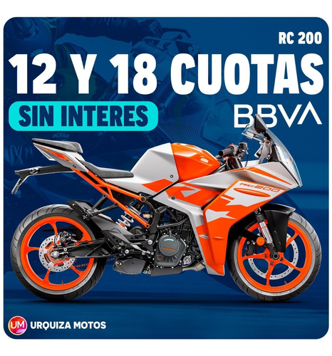 Imagen 1 de 13 de Moto 0km Ktm Rc 200 2022 Abs Calle Pista Urquiza Motos