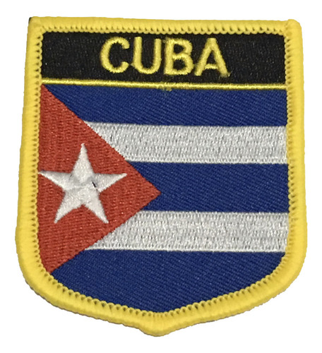 Patche Aplique Bordado Escudo Da Bandeira De Cuba 6x7 Cm