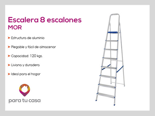 Imagen 7 de 7 de Escalera 8 Escalones Aluminio 1.73 Mts Mor