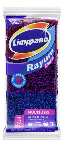 Esponja Limppano Rayum Colors Multiuso pacote x 3