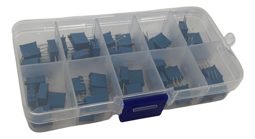Kit 50 Trimpot 3296w 10 Valores Multivoltas Case Maleta
