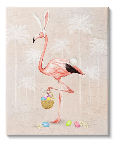 Stupell Industries Easter Flamingo Pink Bird Egg Hunt Basket