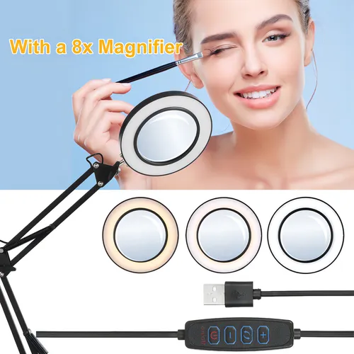 Lupa Con Mesa De 10 Niveles De Lámpara Y Led De Brillo Color De La Luz Blanco