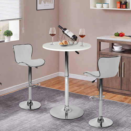 Taburete De Bar Juego De 2 Sillas Altura Ajustable Blanco