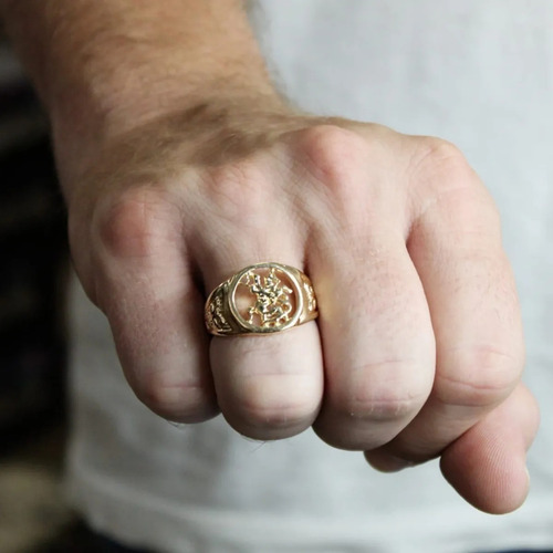 Imagem 2 de 3 de Anel Masculino Luxo São Jorge Banhado Ouro 18 K
