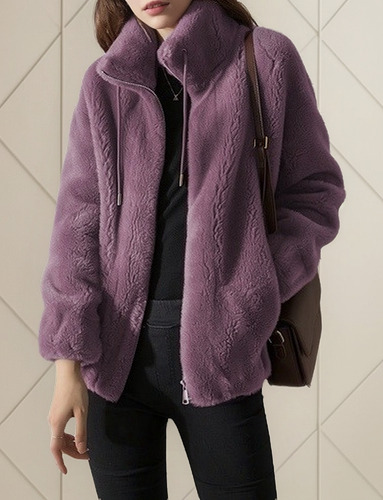 Chamarra Polar Grueso Chaqueta Mujer Casual Abrigo Invierno